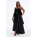 Black Harper Tiered Satin Maxi (Tilly Dupe)