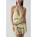 Yellow Floral Leopard Adalee Mesh Halter Mini