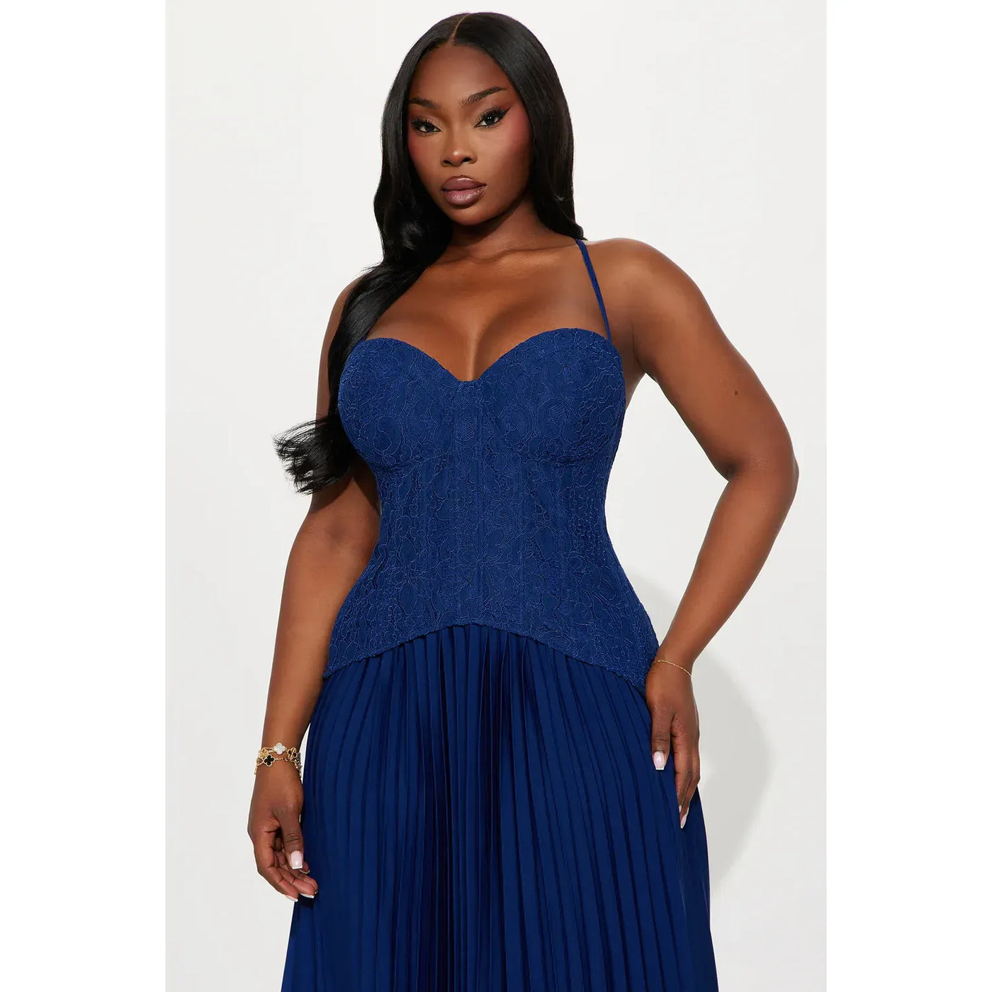Navy Daniella Lace Corset Pleated Maxi – The Curvy Rental Boutique