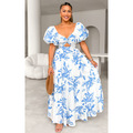 Blue Bretta Sweetheart Puff Sleeve Maxi - 20