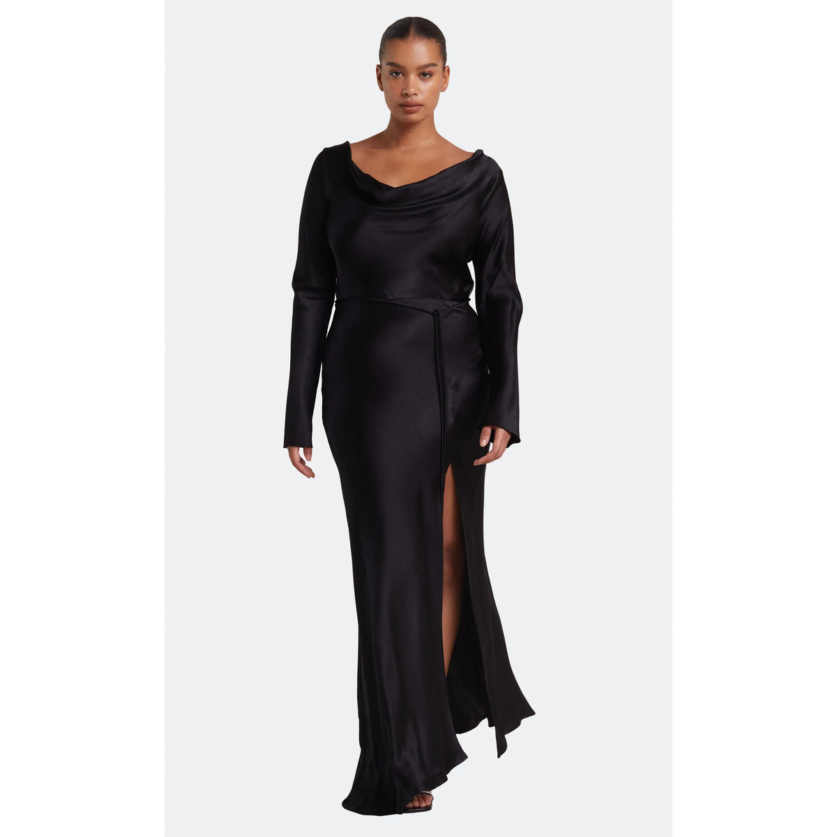 Black Moon Dance Long Sleeve Cowl Dress