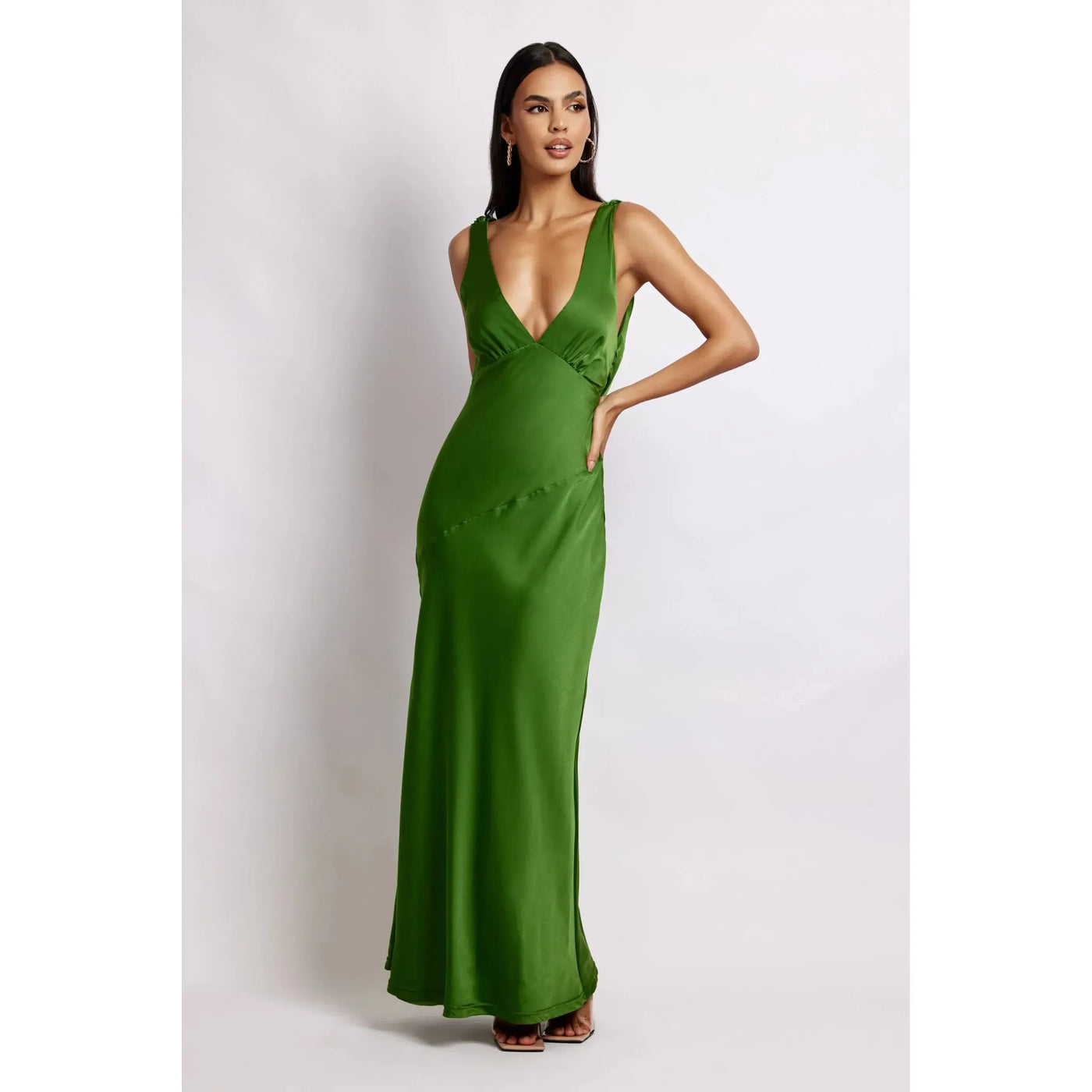 nadia maxi satin dress with back cowl silver Nadia Maxi Satin Dress With Back Cowl - Silver