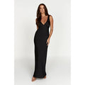 Black Nadia Satin Cowl Back Maxi