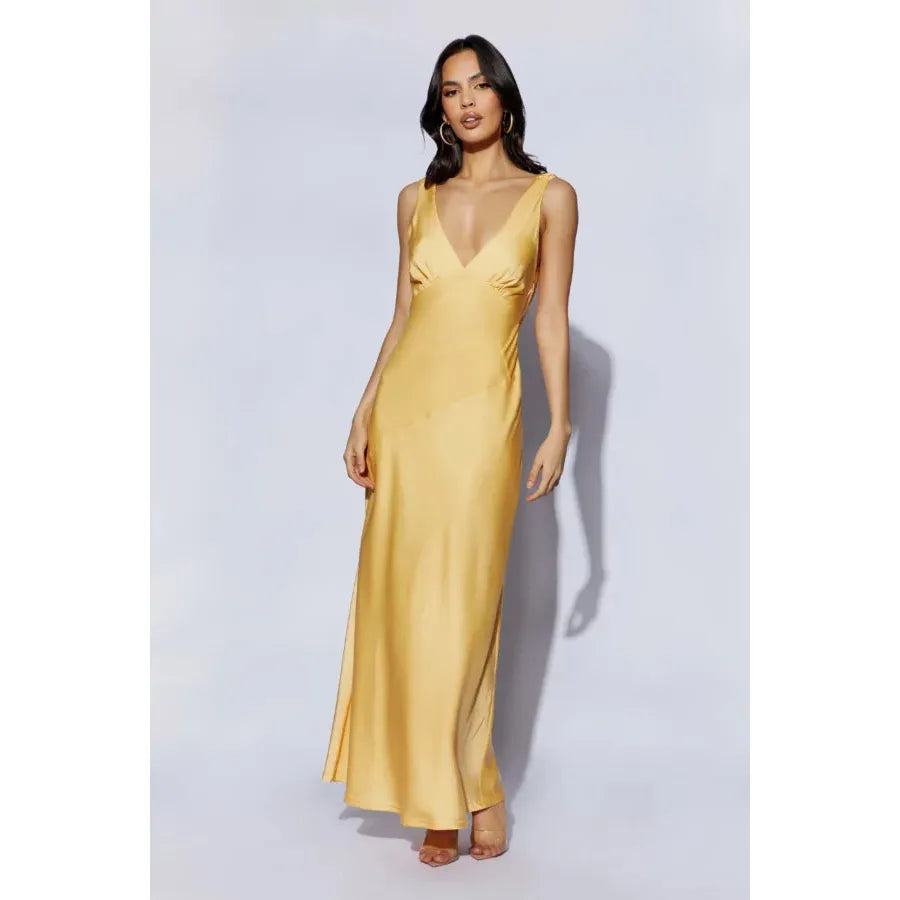 Lemon Nadia Satin Cowl Back Maxi