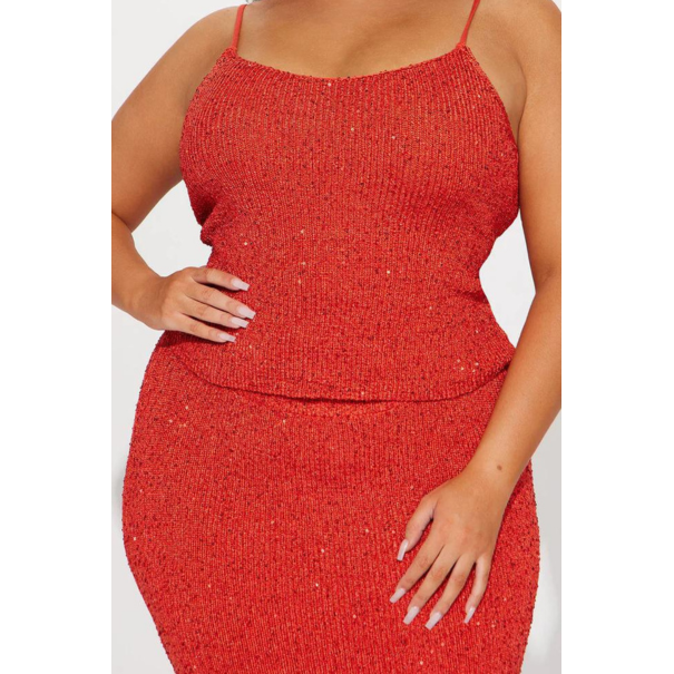 Red Maxine Knit Sequin Set - 2X