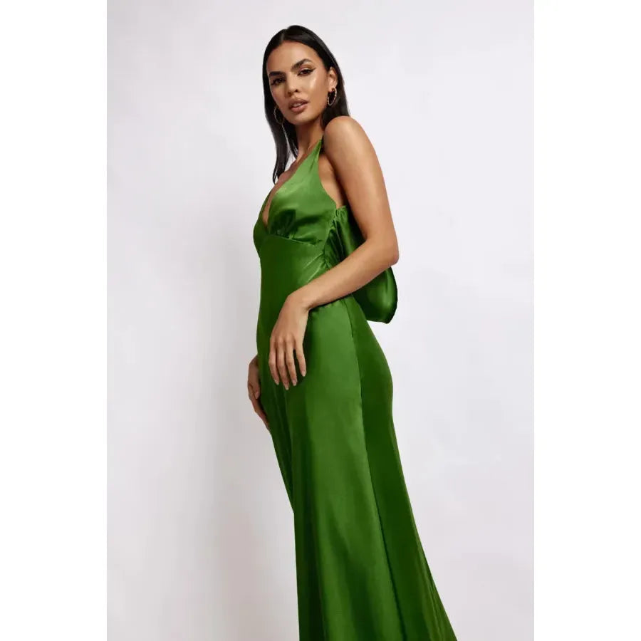 nadia maxi satin dress Nadia Maxi Satin Dress With Back Cowl by Meshki