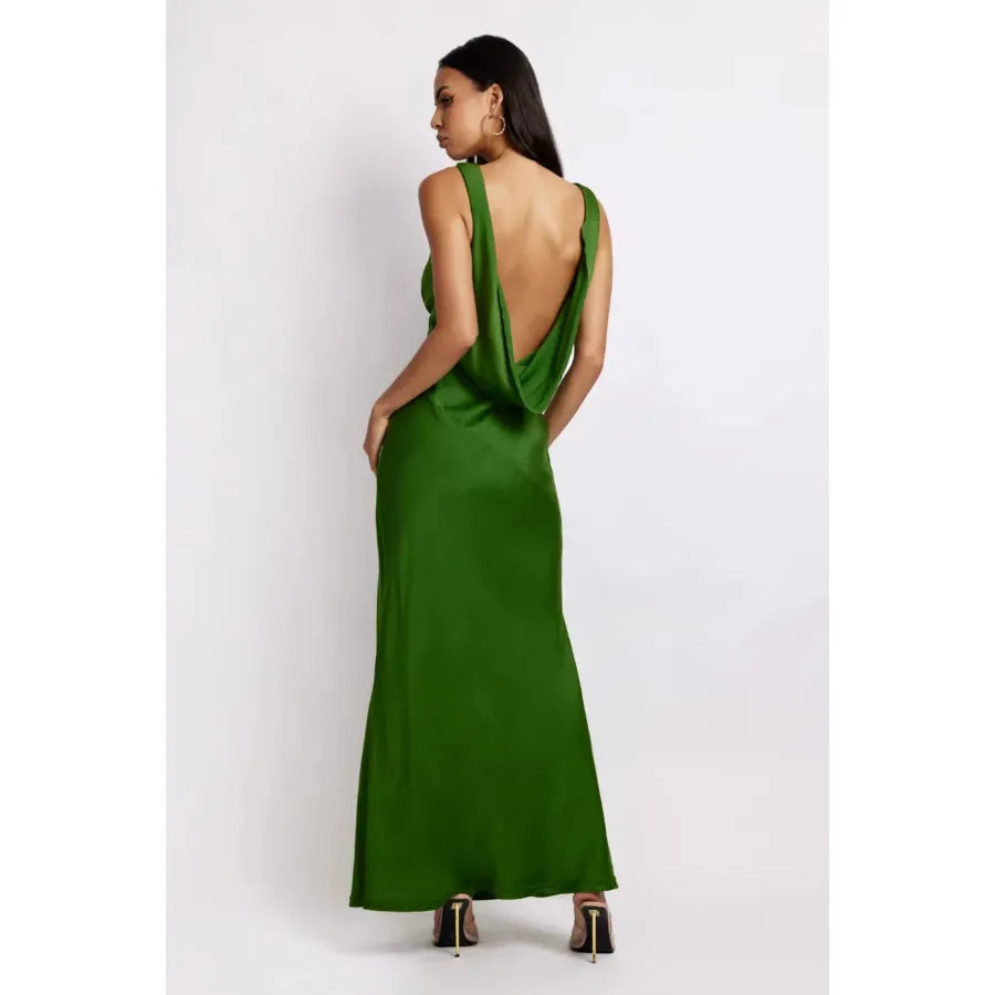 Emerald Nadia Satin Cowl Back Maxi - 18