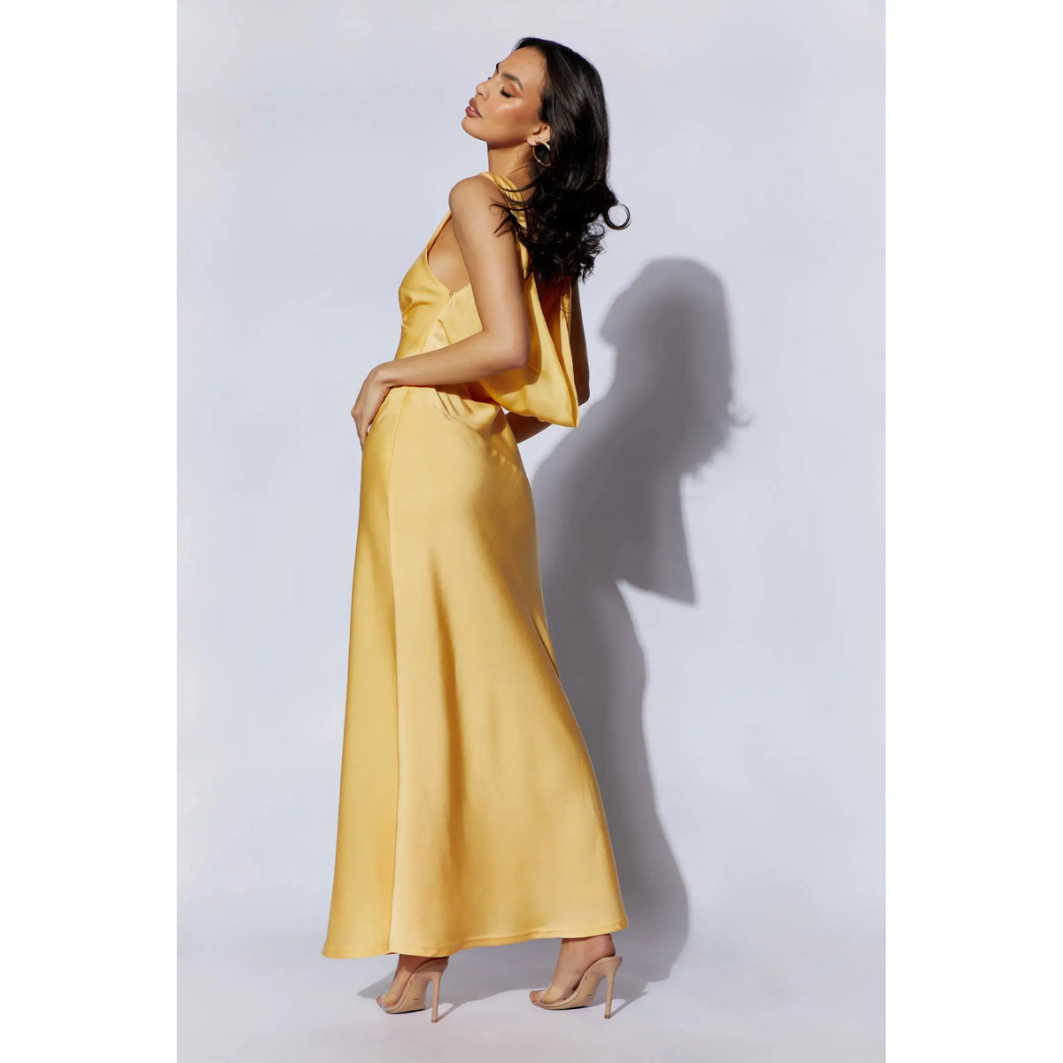 Lemon Nadia Satin Cowl Back Maxi