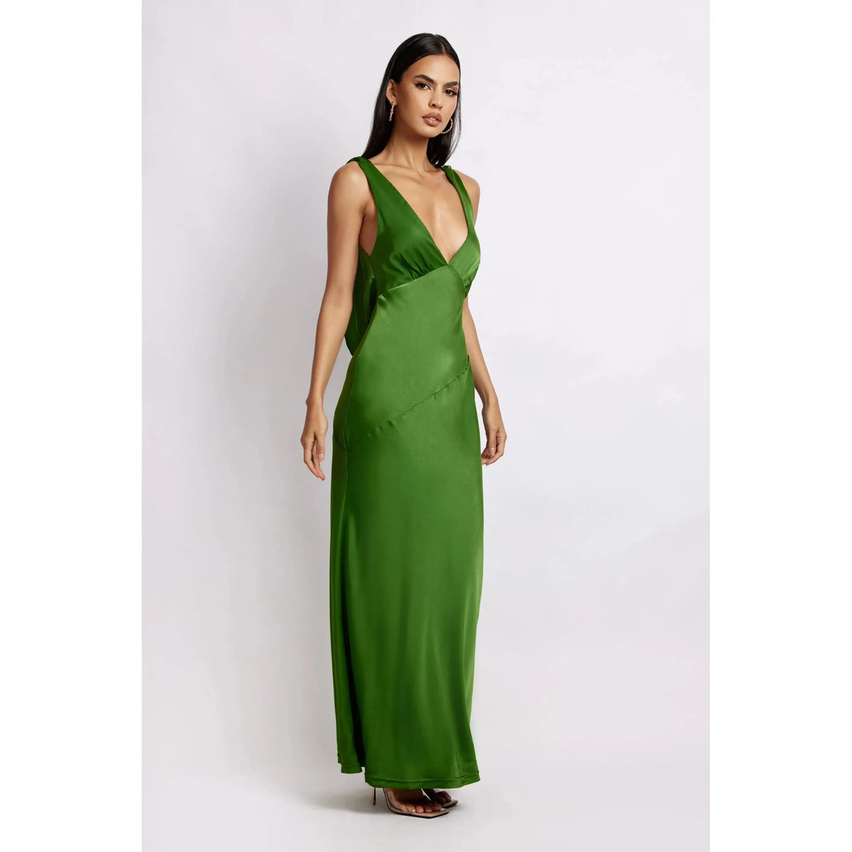 Emerald Nadia Satin Cowl Back Maxi - 18