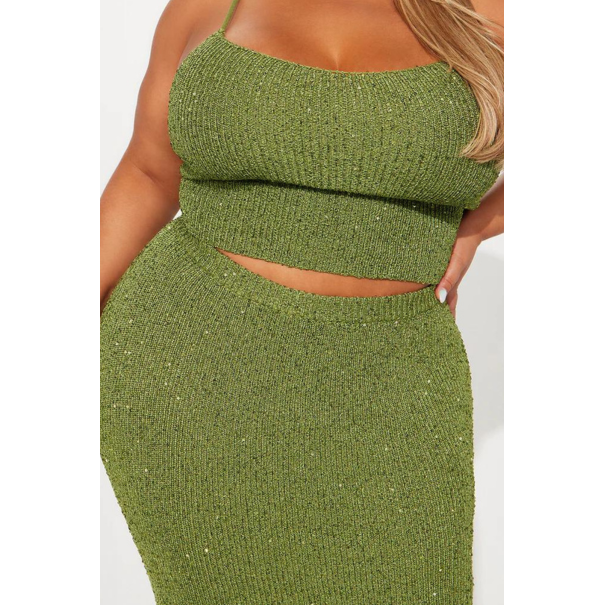 Green Maxine Knit Sequin Set - 2X