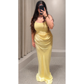 Yellow Isra Drape Strapless Maxi
