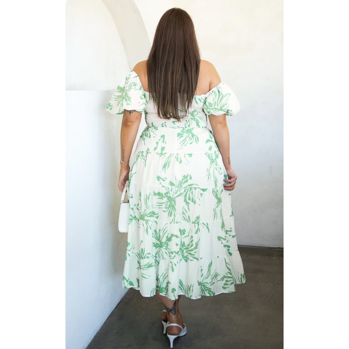 Green Bretta Sweetheart Puff Sleeve Maxi