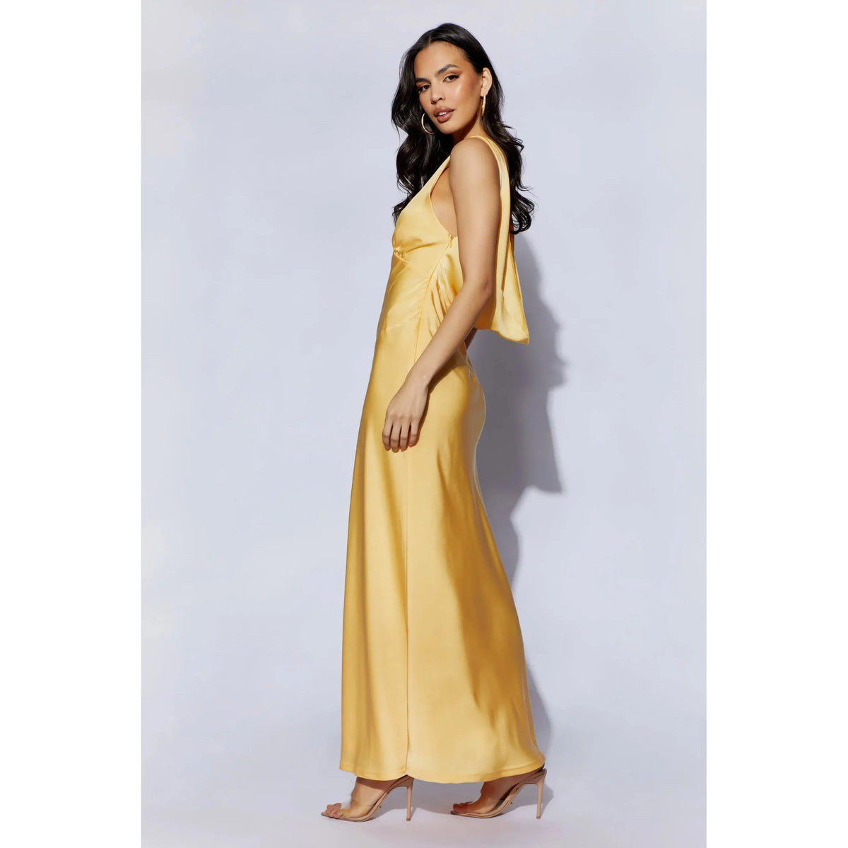 Lemon Nadia Satin Cowl Back Maxi