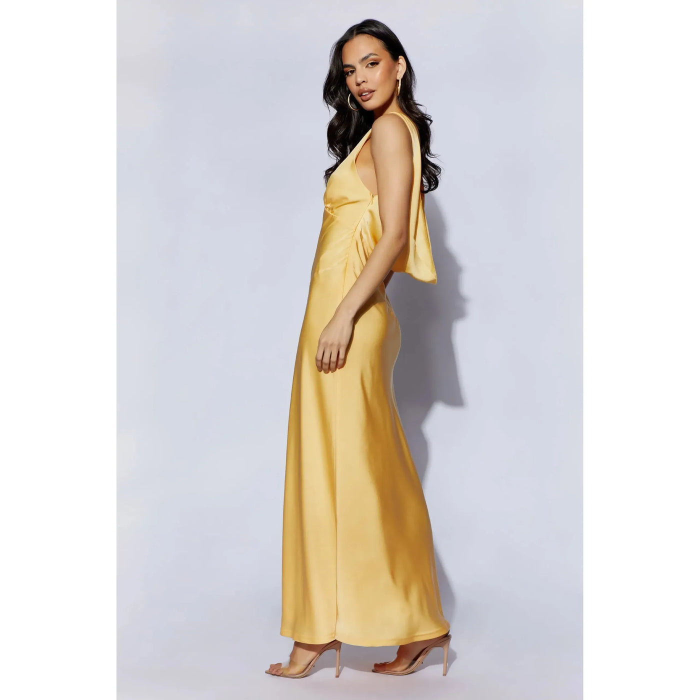 nadia maxi satin dress with back cowl Nadia Maxi Satin Dress With Back Cowl - Gold