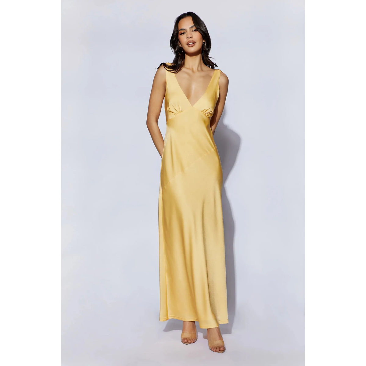 Lemon Nadia Satin Cowl Back Maxi