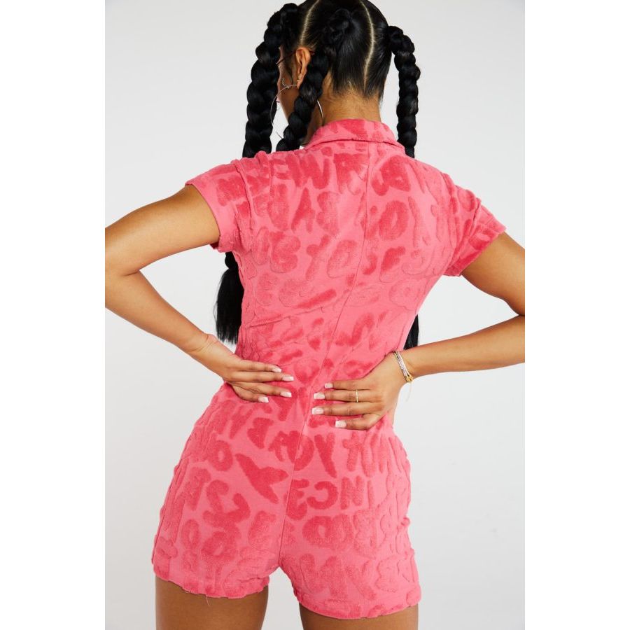 Pink Towelling Playsuit