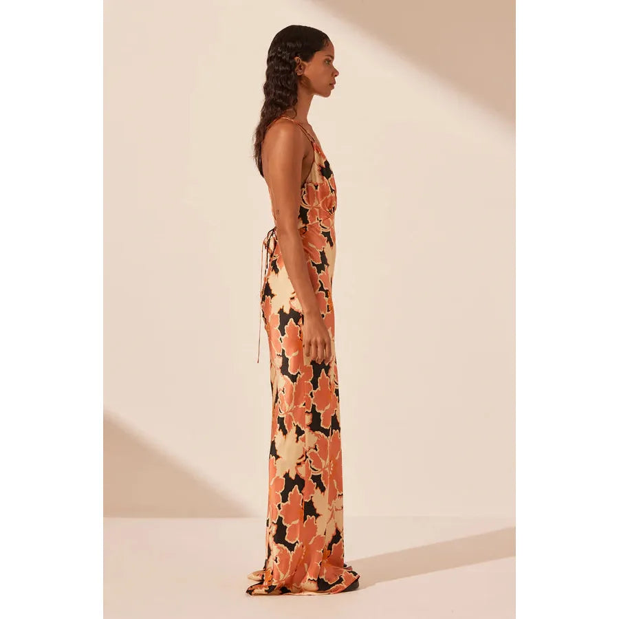 Rosa Silk Plunged Double Strap Maxi - 14