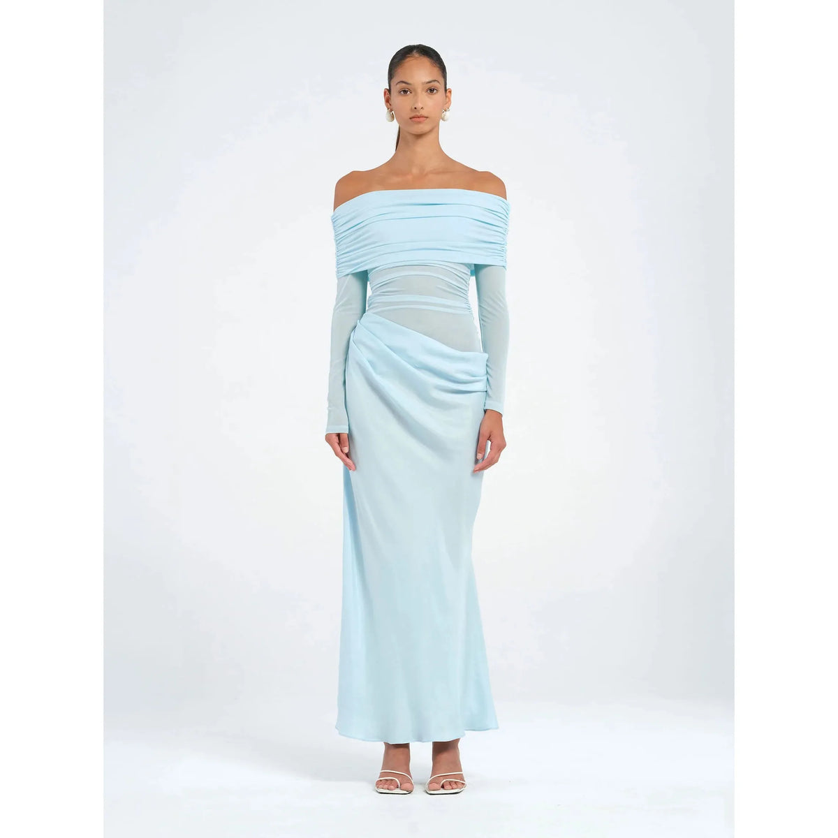 Baby Blue Yasmin Off Shoulder Maxi