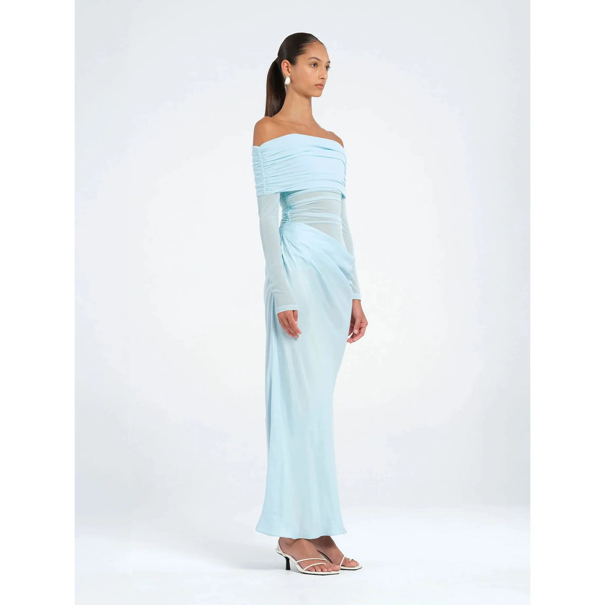 Baby Blue Yasmin Off Shoulder Maxi