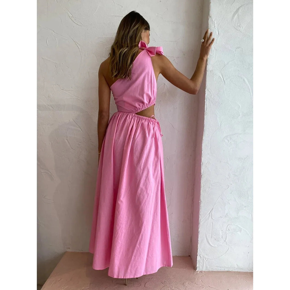 Pink Grapefruit Gabriella One Shoulder Maxi