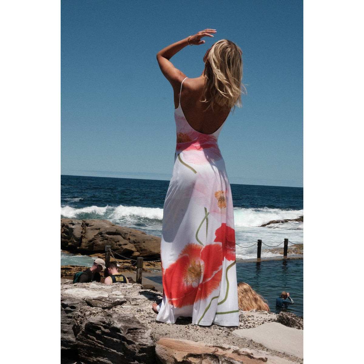 Low Back Citrus Poppy Maxi