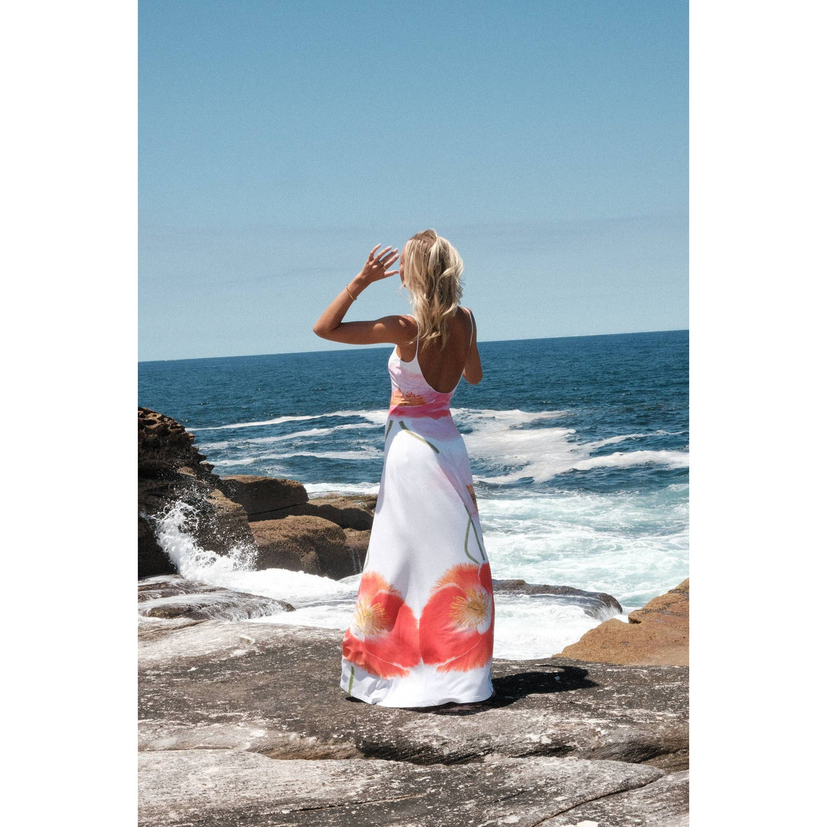 Low Back Citrus Poppy Maxi