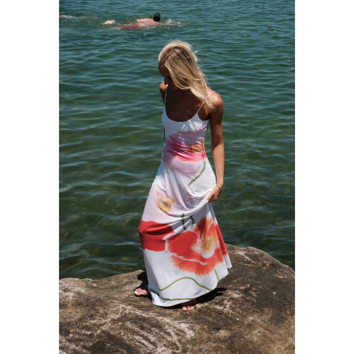 Low Back Citrus Poppy Maxi