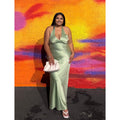 Sage Heavy Hearted Satin Maxi