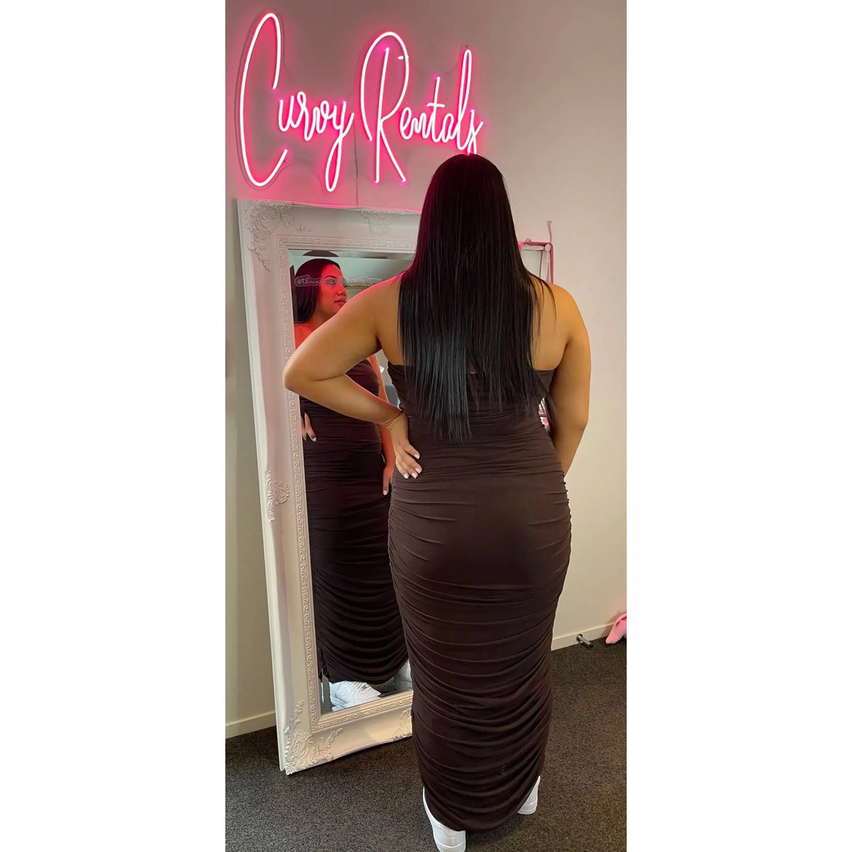 Brown Ginni Mesh Tube Dress