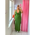 Emerald Nadia Satin Cowl Back Maxi - 16