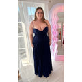 Navy Daniella Lace Corset Pleated Maxi