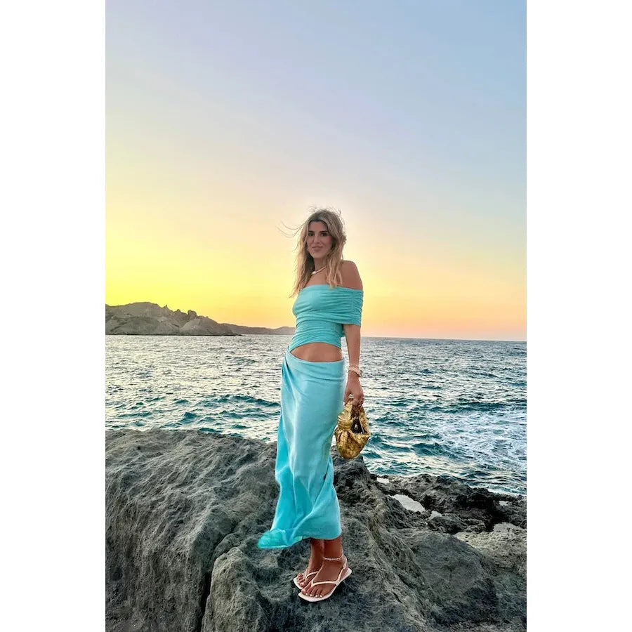 Aquamarine Nico Off Shoulder Maxi