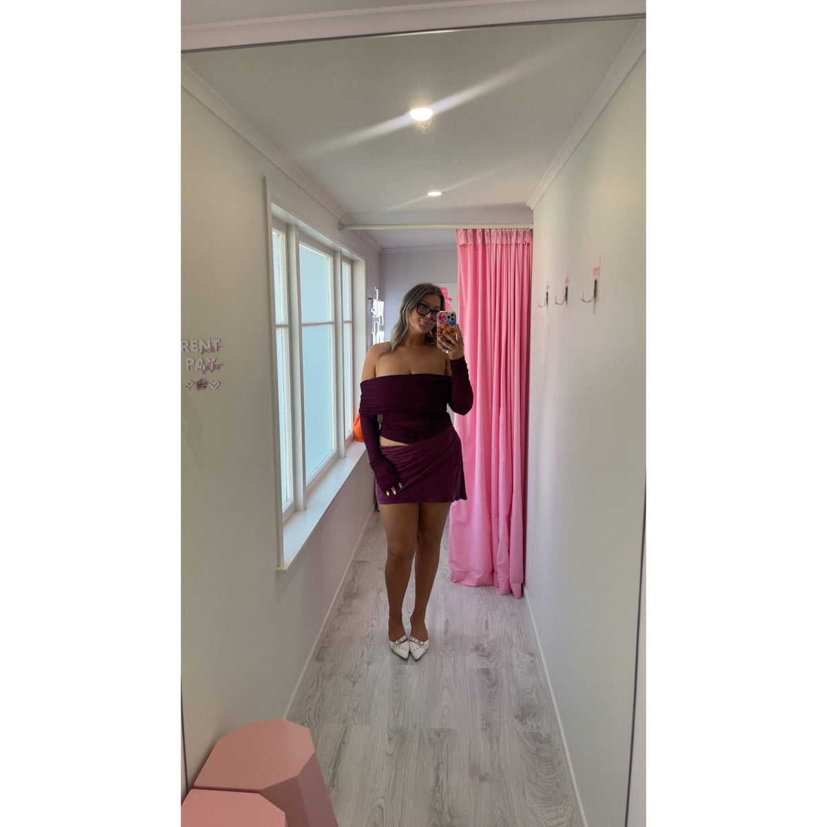 Plum Luca Off Shoulder Mini