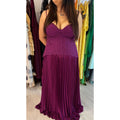 Wine Daniella Lace Corset Pleated Maxi
