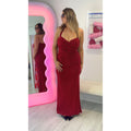 Deep Red Hoai Halter Maxi Dress