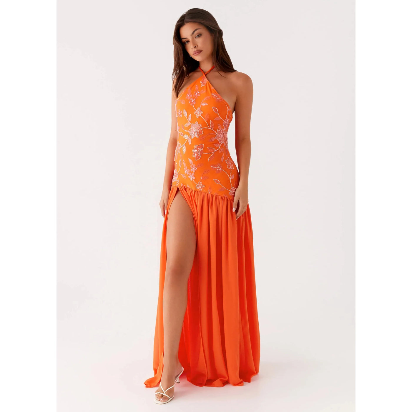 Orange Janelle Beaded Maxi The Curvy Rental Boutique Orange Janelle Beaded Maxi The Curvy Rental Boutique