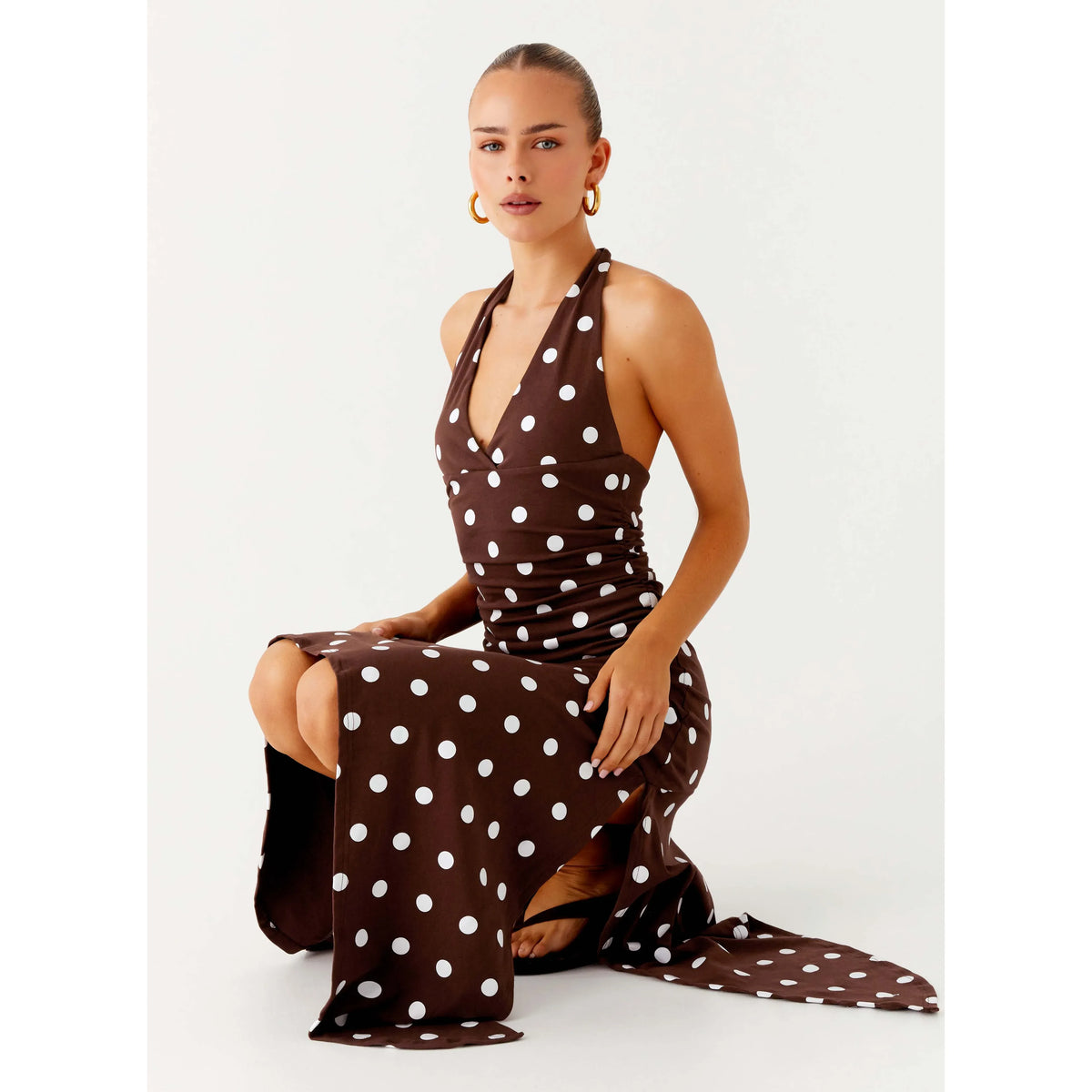 Chocolate Keylani Halter Midi