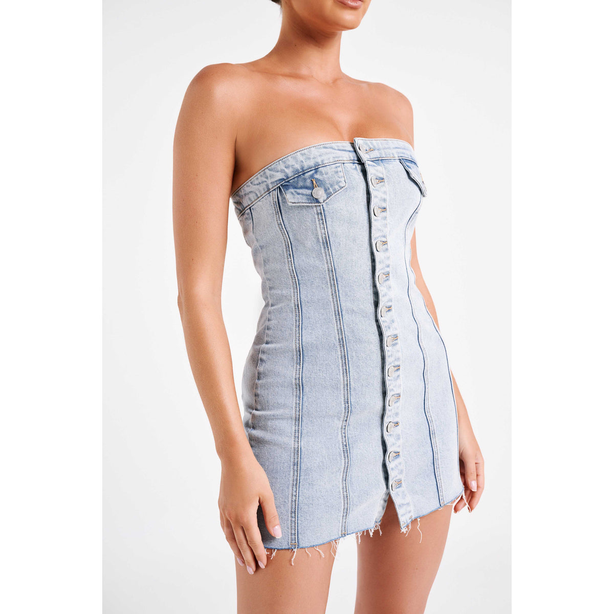 Tiani Button Denim Mini - 18