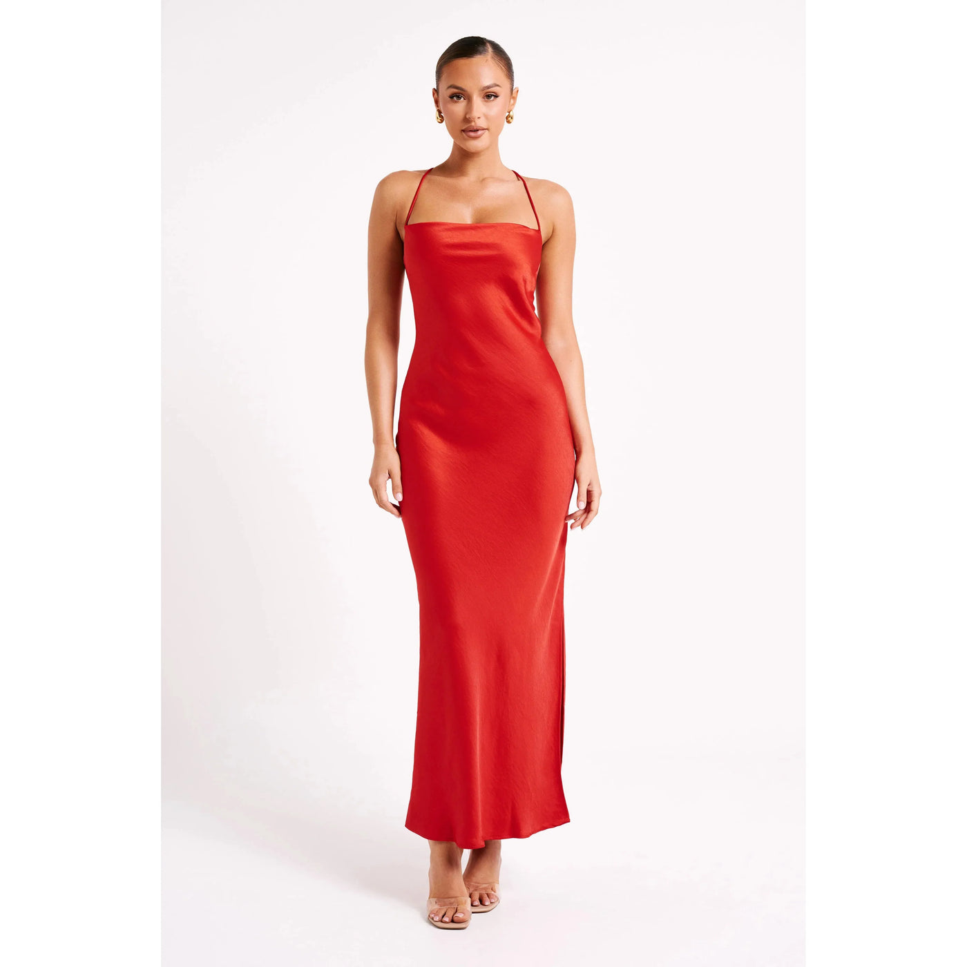 Straight neck slip dress new arrivals