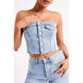 Sandy Buttoned Denim Tube Top - 16