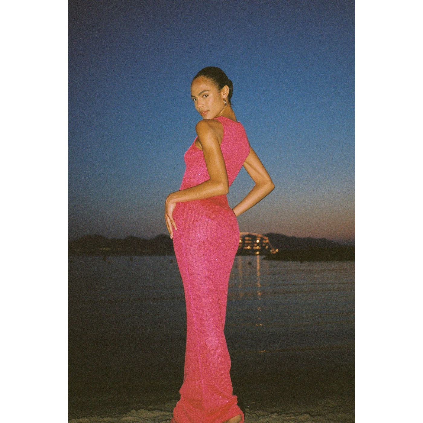 natalia dress fuchsia sequin Natalia Dress Fuchsia Sequin