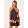 Chocolate Melosa Beaded Halter Mini