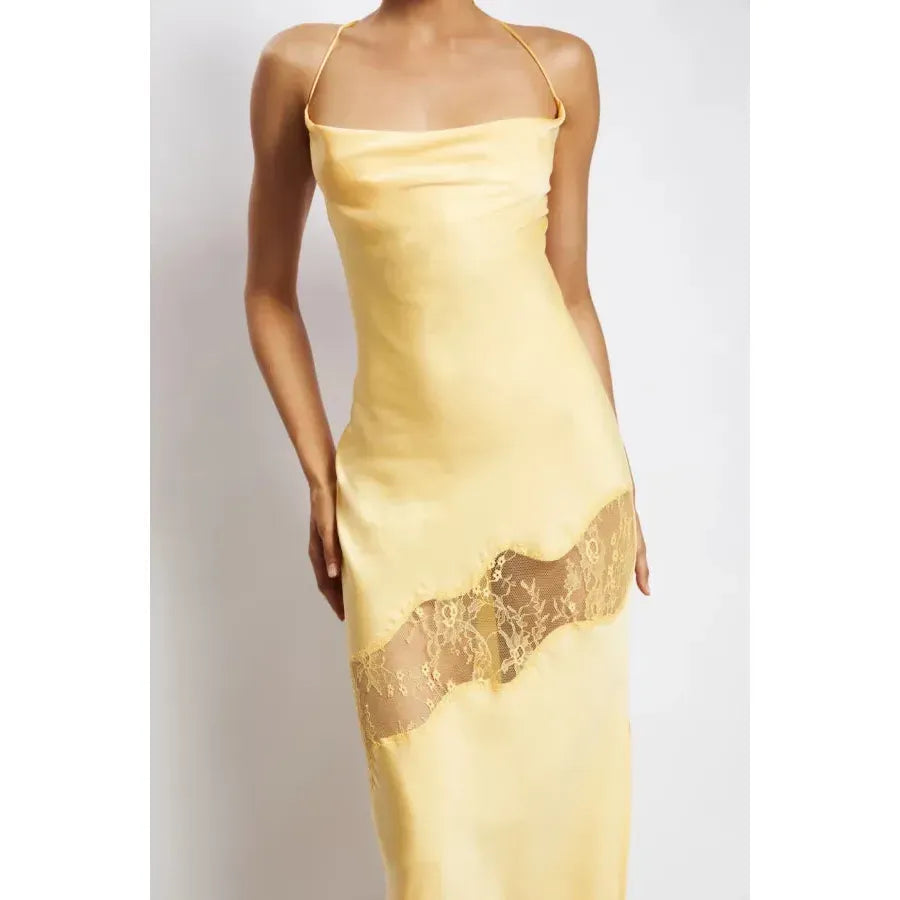 meshki chandra lace dress meshki chandra lace dress in lemon size XS, $70 hire $10 take home try on