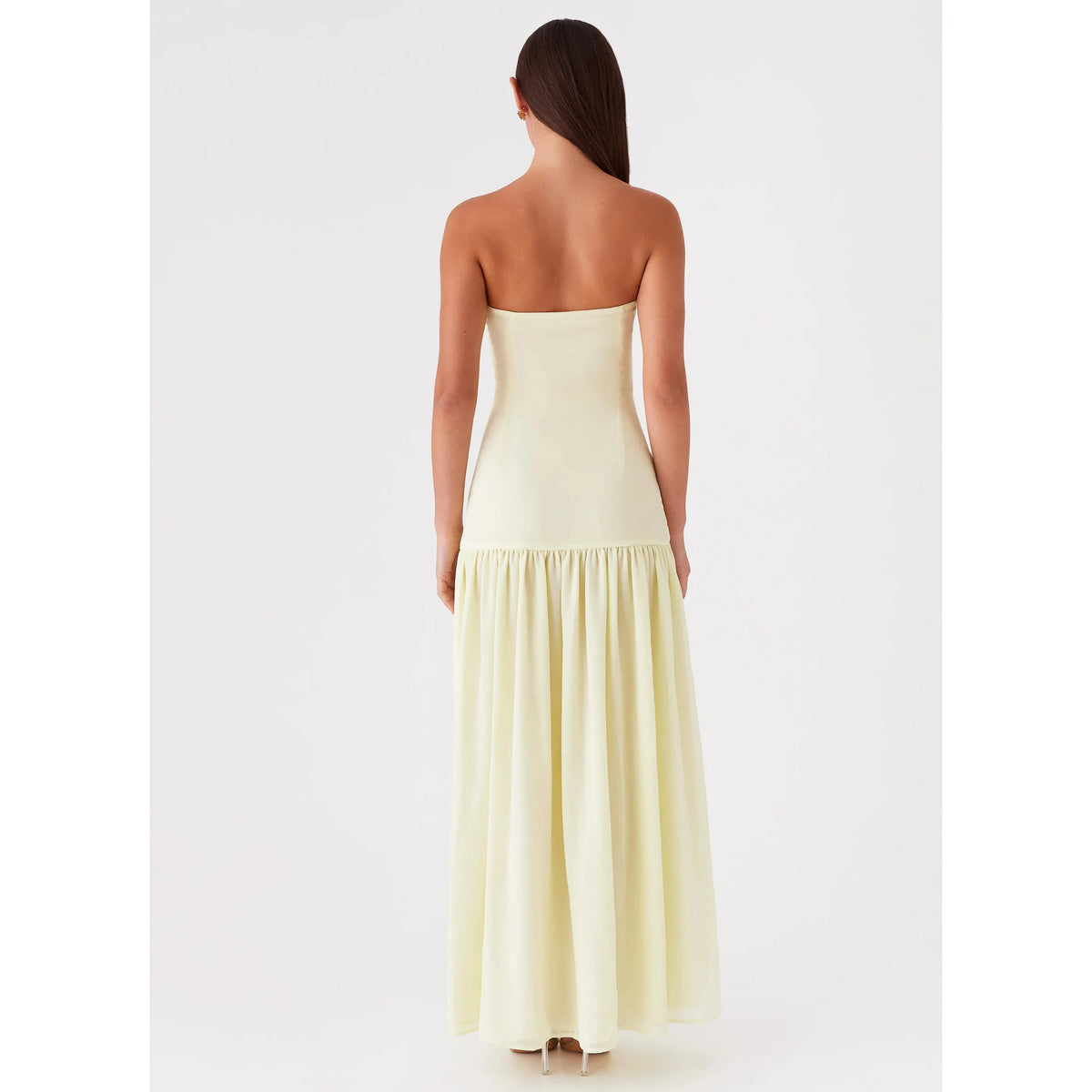 Pale Yellow Eden Strapless Maxi