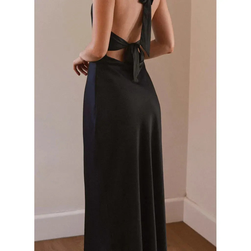 heavy hearted satin maxi dress Tersa Heavy Hearted Satin Maxi Dress