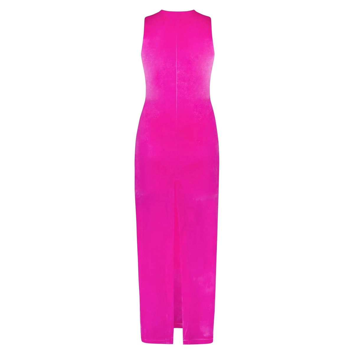 Fuchsia Ruched Velour Maxi