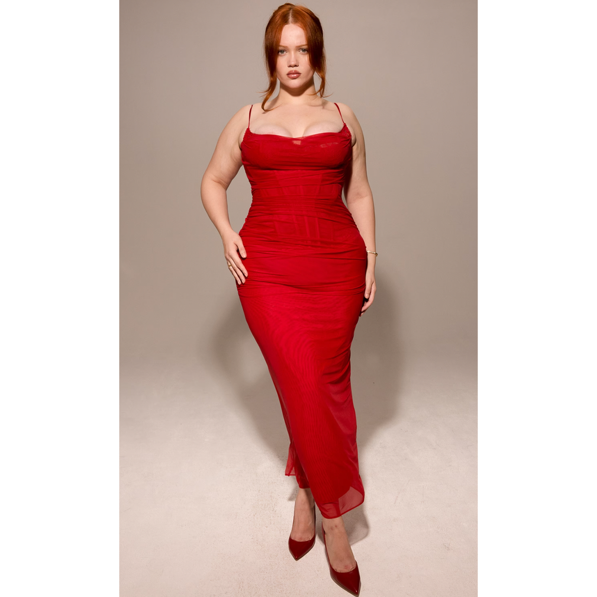 Holly Red Nalini Mesh Corset Maxi