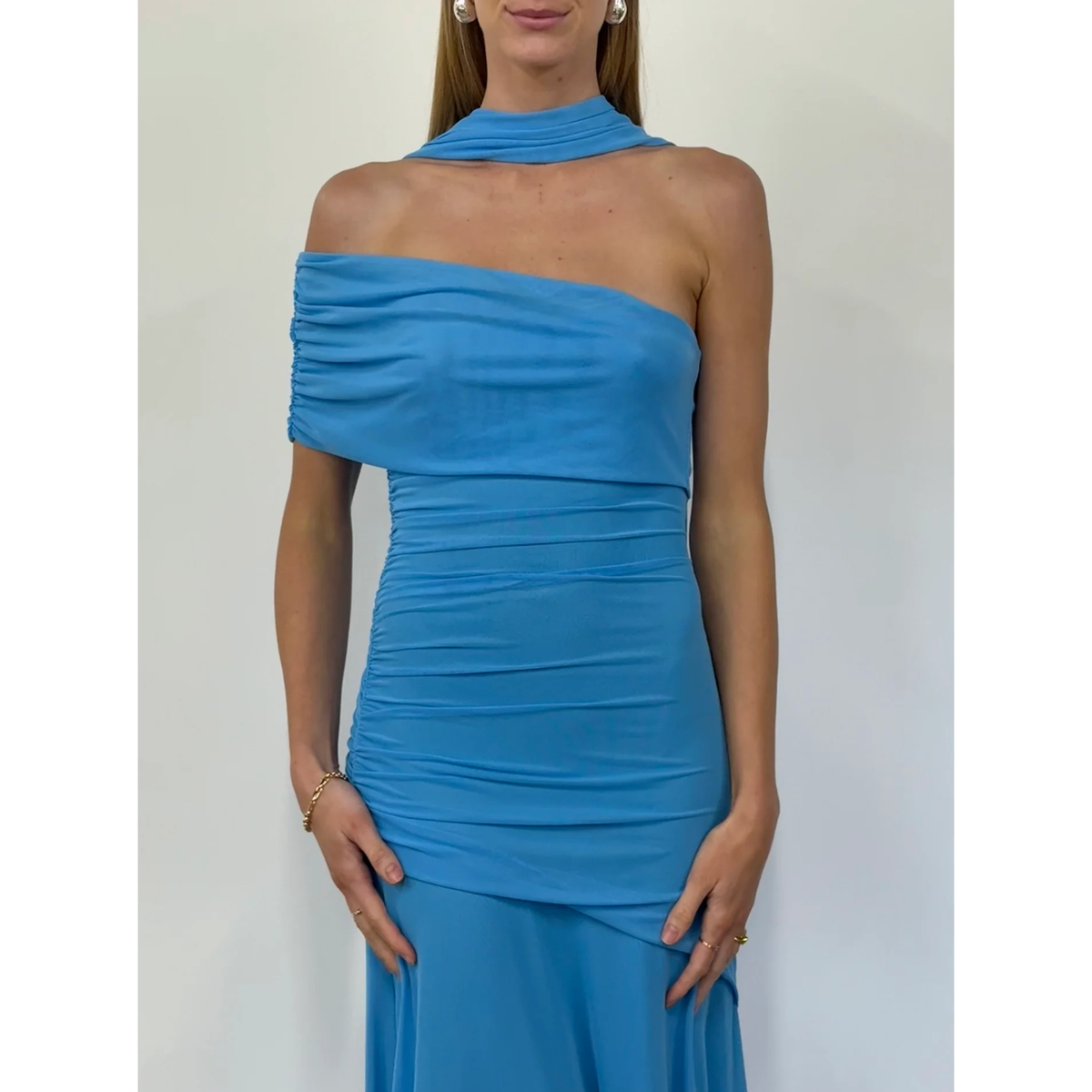 Bleu Fiesta Off Shoulder Maxi