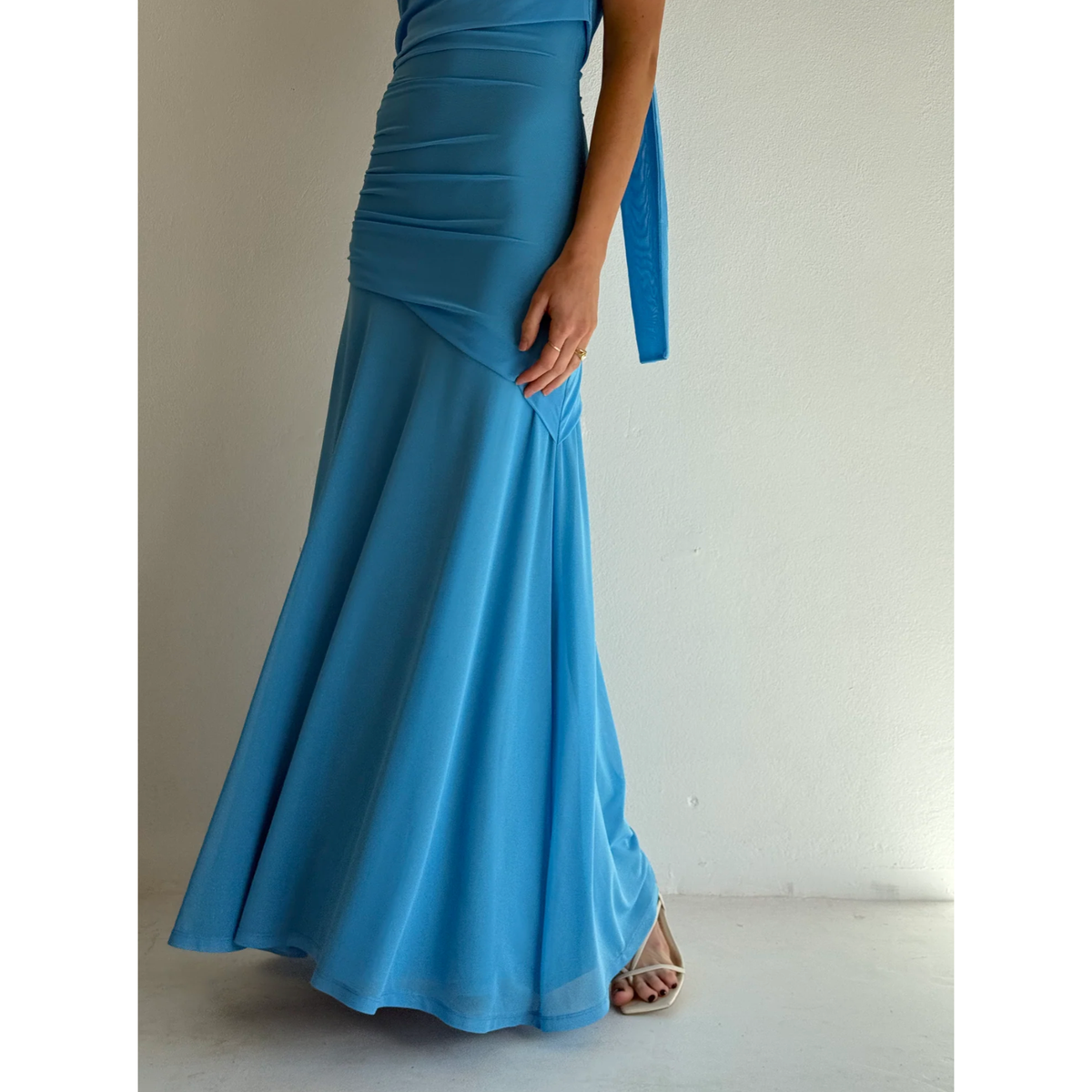 Bleu Fiesta Off Shoulder Maxi