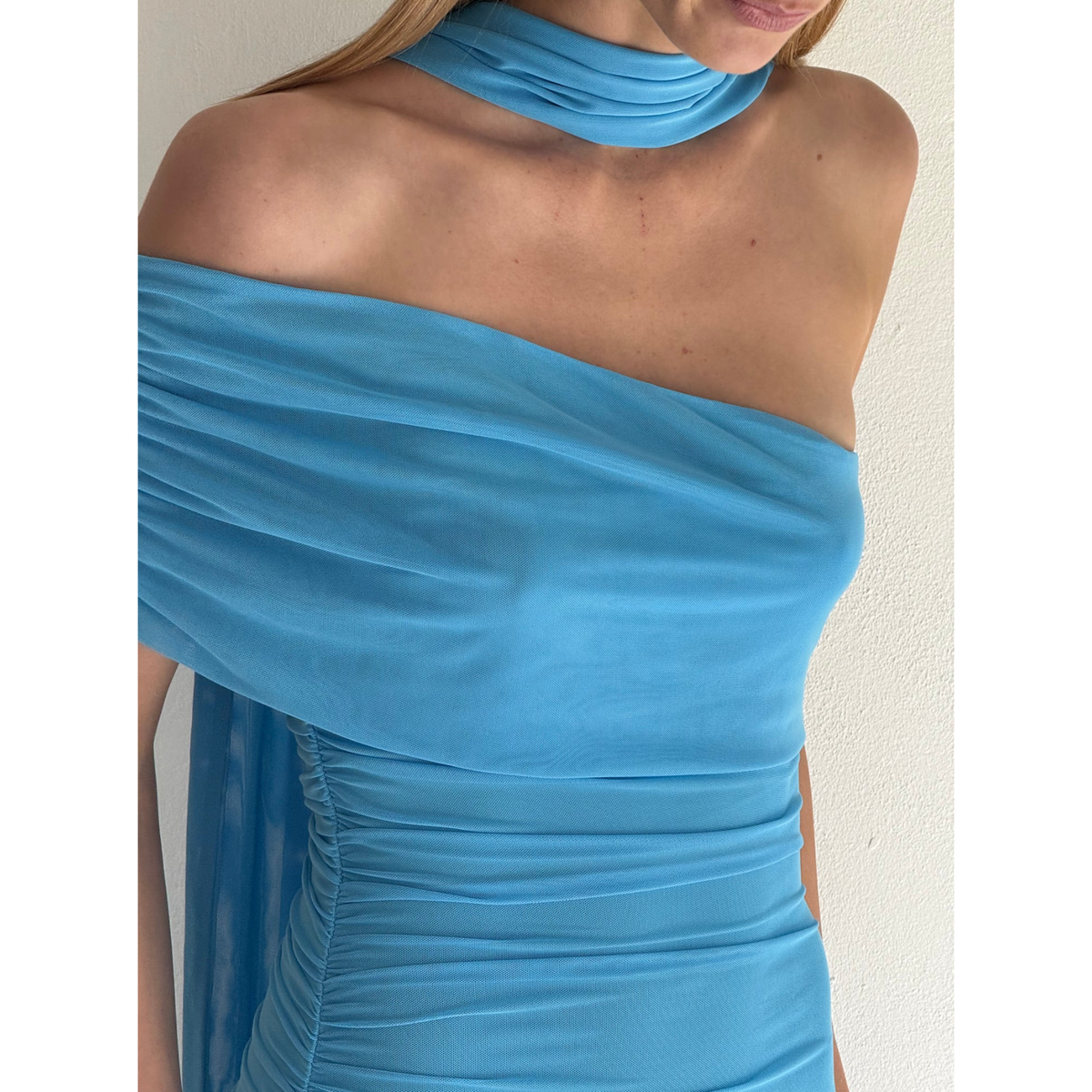 Bleu Fiesta Off Shoulder Maxi